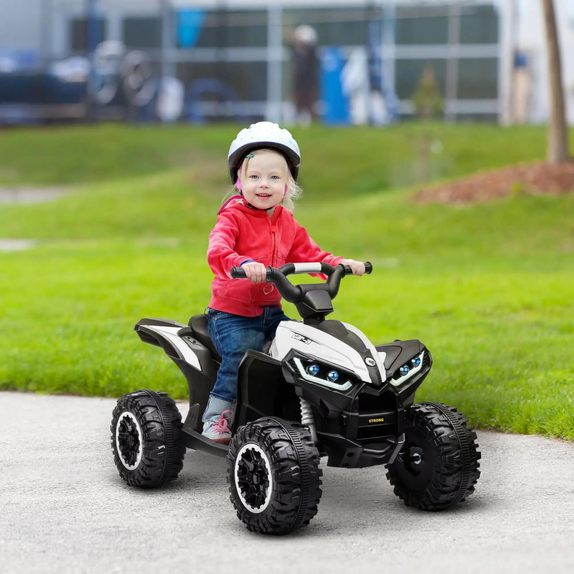 Quad Eléctrico para Niños de 3-5 Años Vehículo Eléctrico a Batería 12V con 2 Motores 83x53x55,5 cm Negro y Blanco