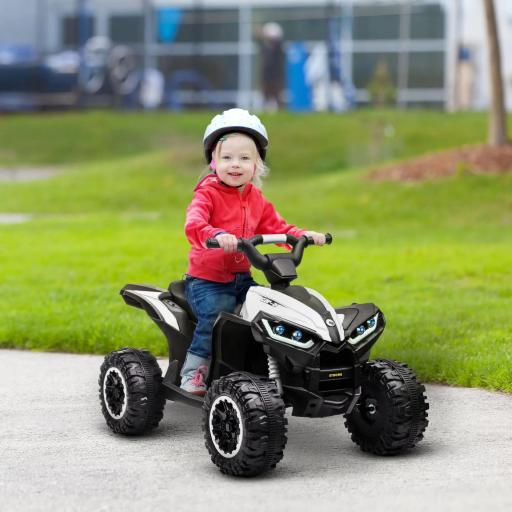 Quad Eléctrico para Niños de 3-5 Años Vehículo Eléctrico a Batería 12V con 2 Motores 83x53x55,5 cm Negro y Blanco