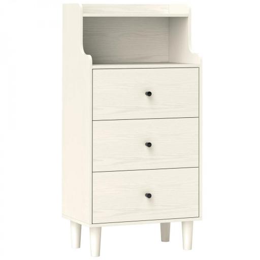 Cómoda con 3 Cajones y 2 Estantes Abiertos Diseño Moderno y Antivuelco para Dormitorio o Salón 47x29x95cm Blanco Veteado [10]