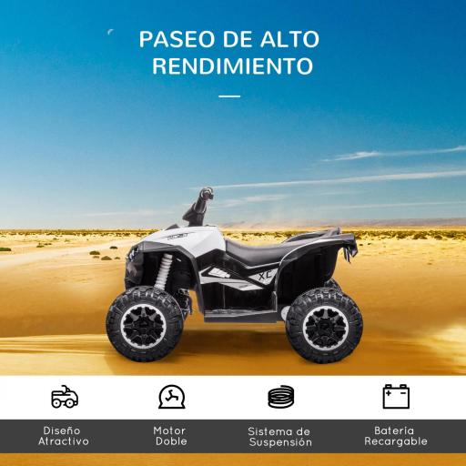 Quad Eléctrico para Niños de 3-5 Años Vehículo Eléctrico a Batería 12V con 2 Motores 83x53x55,5 cm Negro y Blanco [6]