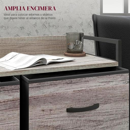 Cómoda con 6 Cajones Plegables Cajonera de Tela con Estructura de Acero Estilo Industrial 79x29x85 cm Gris [4]