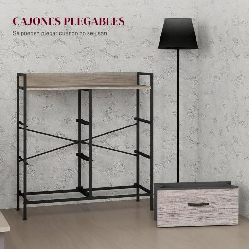 Cómoda con 6 Cajones Plegables Cajonera de Tela con Estructura de Acero Estilo Industrial 79x29x85 cm Gris [3]