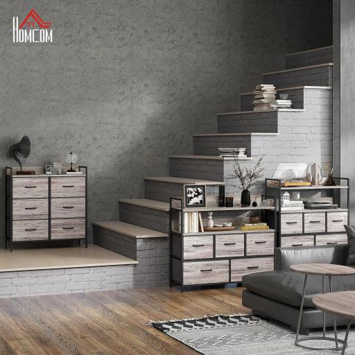 Cómoda con 6 Cajones Plegables Cajonera de Tela con Estructura de Acero Estilo Industrial 79x29x85 cm Gris [6]