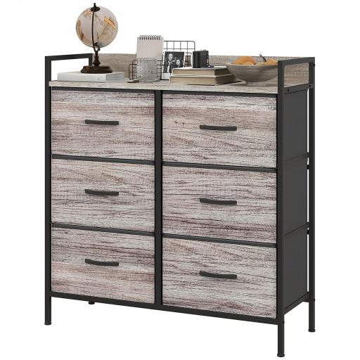 Cómoda con 6 Cajones Plegables Cajonera de Tela con Estructura de Acero Estilo Industrial 79x29x85 cm Gris [8]