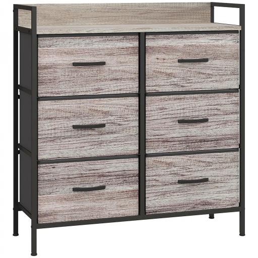 Cómoda con 6 Cajones Plegables Cajonera de Tela con Estructura de Acero Estilo Industrial 79x29x85 cm Gris [9]