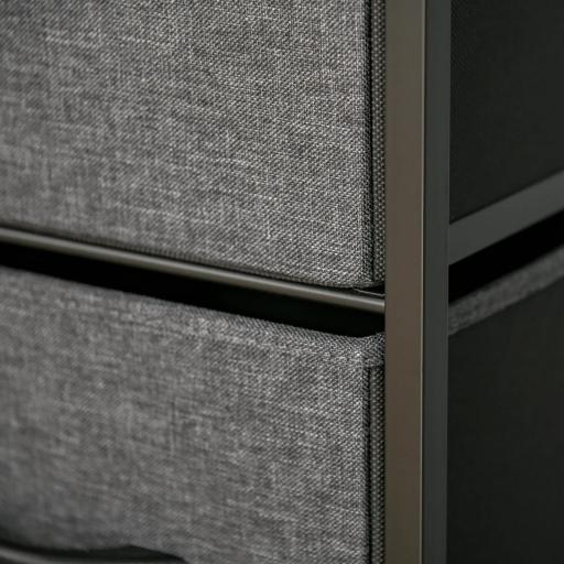 Cajonera de Tela con 4 Cajones Plegables y Estante Abierto Mueble de Oficina Estudio Dormitorio 58x29x103 cm Gris [6]