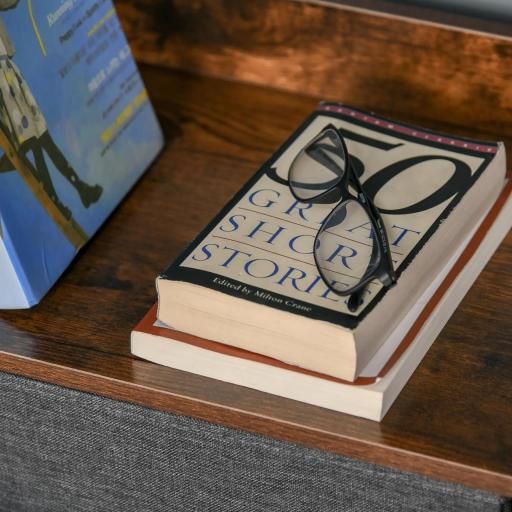 Cajonera de Tela con 4 Cajones Plegables y Estante Abierto Mueble de Oficina Estudio Dormitorio 58x29x103 cm Gris [7]