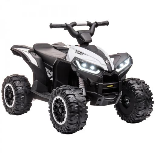 Quad Eléctrico para Niños de 3-5 Años Vehículo Eléctrico a Batería 12V con 2 Motores 83x53x55,5 cm Negro y Blanco [1]