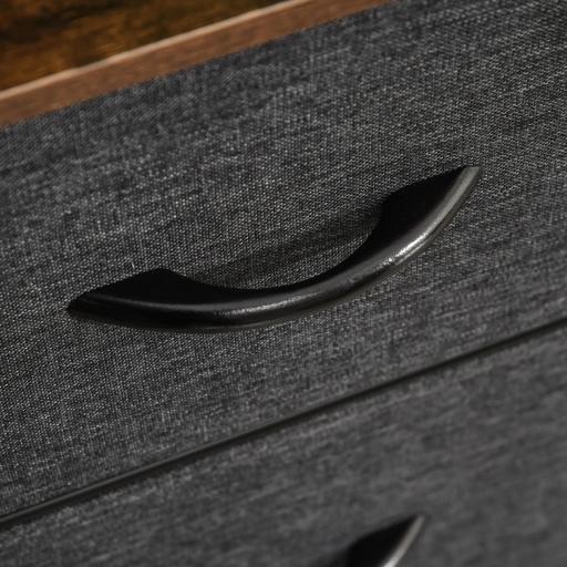 Cómoda Cajonera de Tela con 3 Cajones Plegables y 2 Estantes Estilo Industrial para Dormitorio Salón Pasillo 80x29x71 cm Marrón Rústico y Gris Oscuro [4]