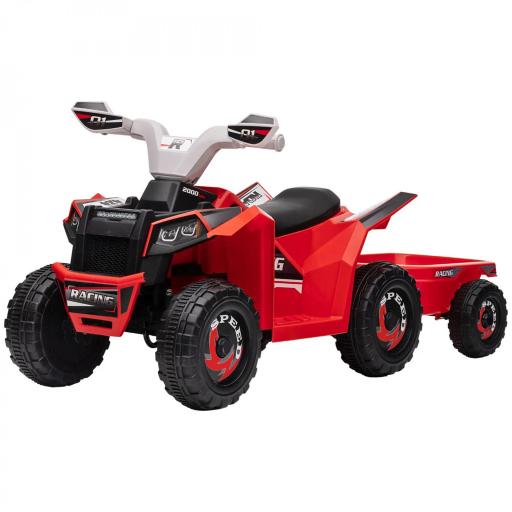 Quad Eléctrico para Niños con Remolque Coche Eléctrico Cuatrimoto para Niños de 18-36 Meses 106x41,5x48,5 cm Rojo [9]
