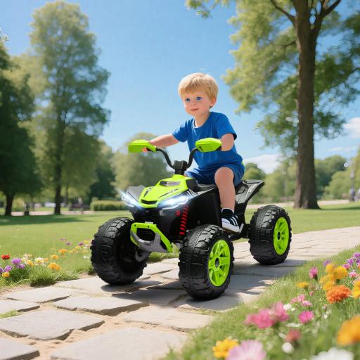 Quad Eléctrico para Niños de 3-8 Años 24V con 2 Motores Velocidad hasta 6,5 km/h Ruedas con Suspensión Verde