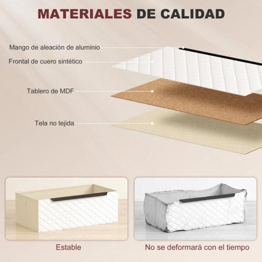 Cómoda con 2 Cajones de Tela Frentes con Patrón de Diamante para Salón Oficina Vestidor Natural y Blanco [6]