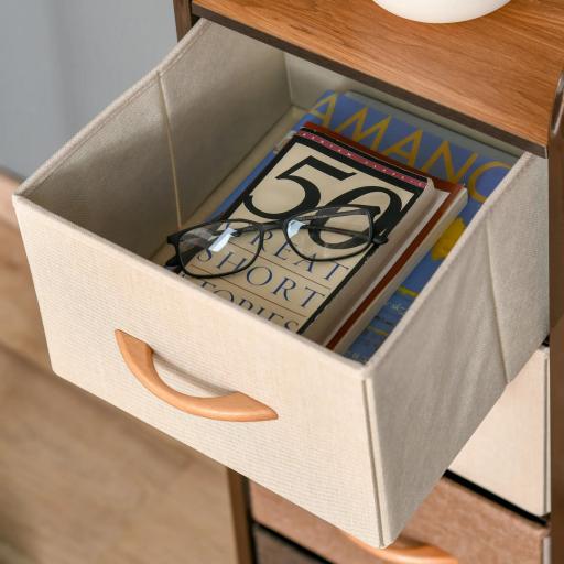 Cómoda para Dormitorio con 4 Cajones Plegables Parte Superior de Madera y Marco Metálico 31x29x99 cm Multicolor [6]