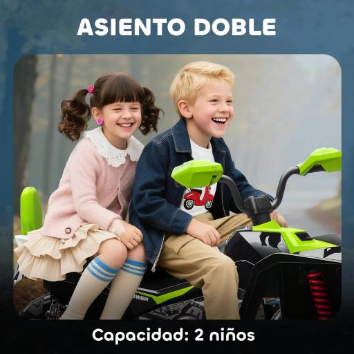 Quad Eléctrico para Niños de 3-8 Años 24V con 2 Motores Velocidad hasta 6,5 km/h Ruedas con Suspensión Verde [7]