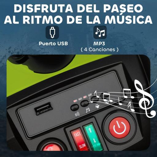 Quad Eléctrico para Niños de 3-8 Años 24V con 2 Motores Velocidad hasta 6,5 km/h Ruedas con Suspensión Verde [4]