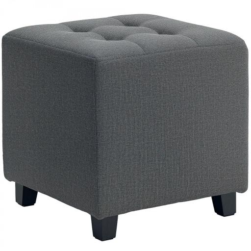 Reposapiés de Salón Taburete Bajo Tapizado en Lino con Bolsillo Lateral y Tapa con Botones Acolchados Gris [9]