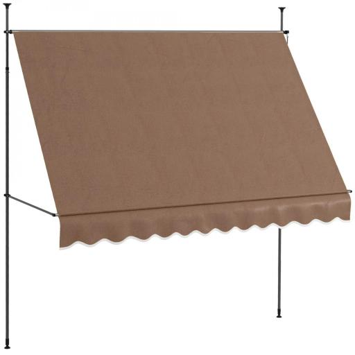 Toldo Manual Retráctil con Manivela 300x120x210-300 cm con Altura Ajustable Impermeable y Anti-UV Café [2]