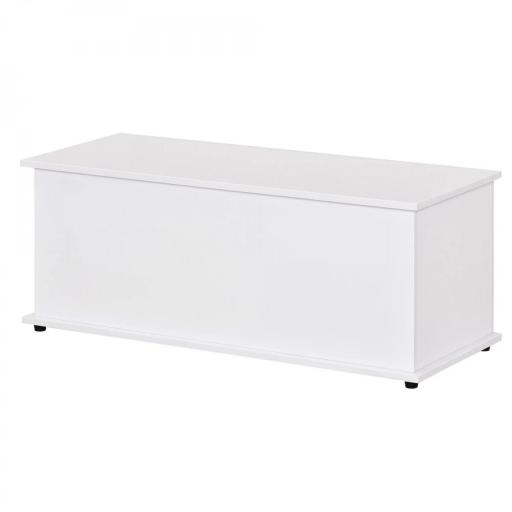 Baúl de Almacenamiento de Madera Taburete para Almacenaje con Tapa para Dormitorio Salón Carga Max. 120 kg 100x40x40 cm Blanco [9]