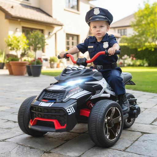 Quad Eléctrico para Niños 12V con 2 Motores Velocidad hasta 5 km/h 3 Ruedas Suspensión Negro y Blanco
