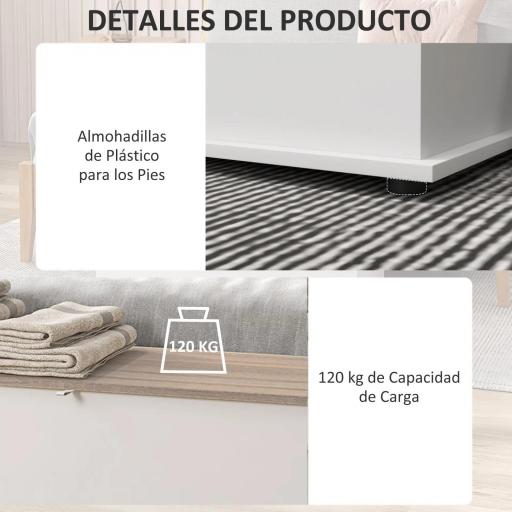 Arcón de Almacenamiento con Tapa Carga Máx. 120 kg para Dormitorio Salón 100x40x40 cm Natural y Blanco [5]