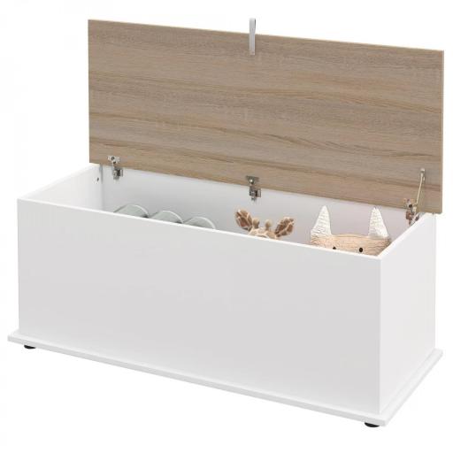 Arcón de Almacenamiento con Tapa Carga Máx. 120 kg para Dormitorio Salón 100x40x40 cm Natural y Blanco [9]