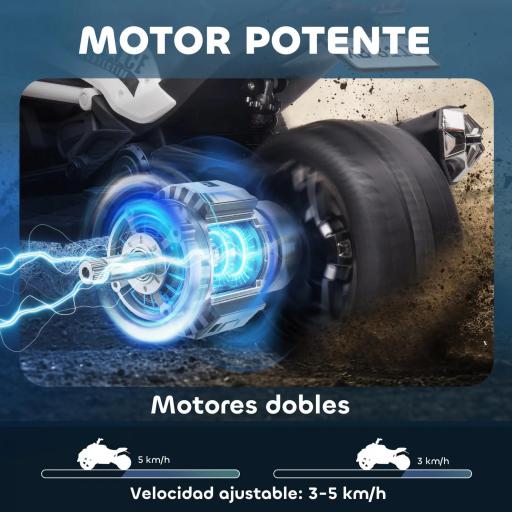 Quad Eléctrico para Niños 12V con 2 Motores Velocidad hasta 5 km/h 3 Ruedas Suspensión Negro y Blanco [3]