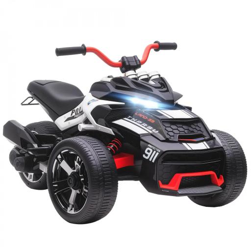 Quad Eléctrico para Niños 12V con 2 Motores Velocidad hasta 5 km/h 3 Ruedas Suspensión Negro y Blanco [7]