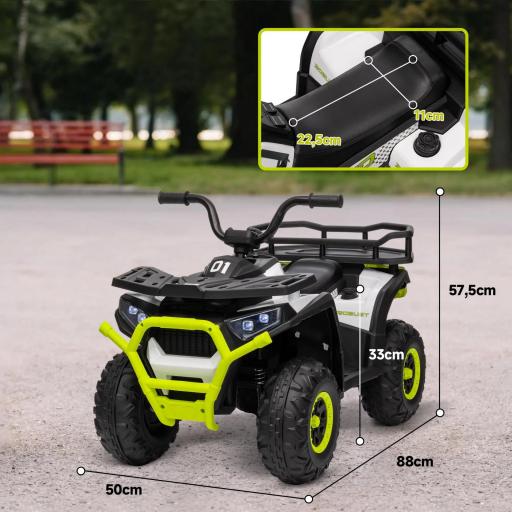 Quad Eléctrico para Niños de +3 Años con Batería 12V Faros Música MP3 Velocidad Regulable y Cesta Carga 30 kg Verde [4]