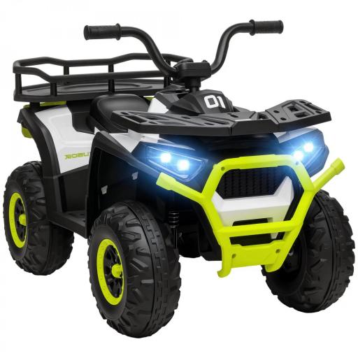 Quad Eléctrico para Niños de +3 Años con Batería 12V Faros Música MP3 Velocidad Regulable y Cesta Carga 30 kg Verde [5]