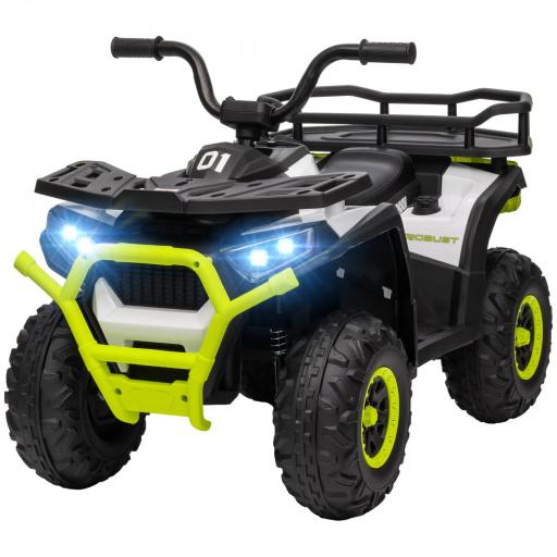 Quad Eléctrico para Niños de +3 Años con Batería 12V Faros Música MP3 Velocidad Regulable y Cesta Carga 30 kg Verde [7]