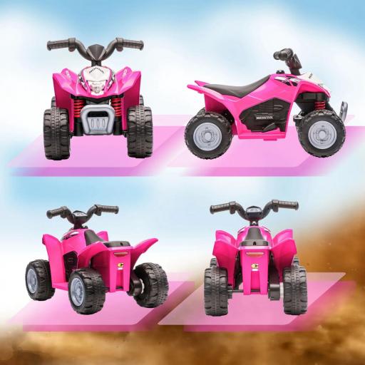 Quad Eléctrico HONDA para Niños 18-36 Meses Vehículo Eléctrico a Batería con Faros LED Bocina 65,5x38,5x43,5cm Fucsia [3]