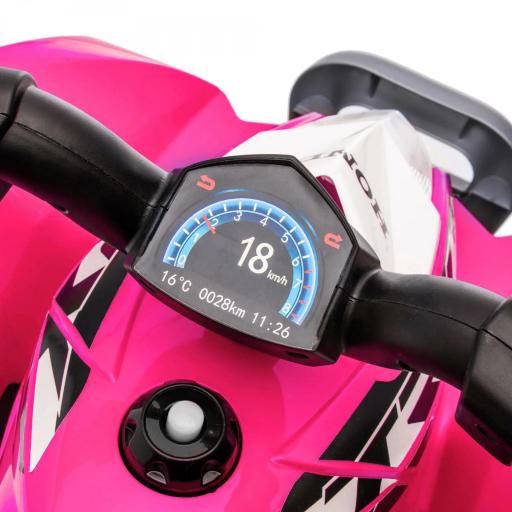 Quad Eléctrico HONDA para Niños 18-36 Meses Vehículo Eléctrico a Batería con Faros LED Bocina 65,5x38,5x43,5cm Fucsia [1]