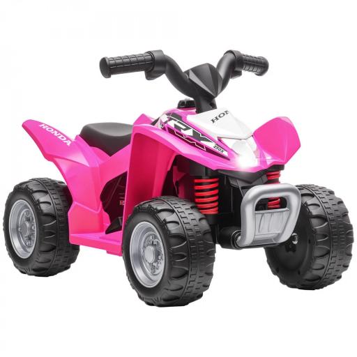 Quad Eléctrico HONDA para Niños 18-36 Meses Vehículo Eléctrico a Batería con Faros LED Bocina 65,5x38,5x43,5cm Fucsia [4]