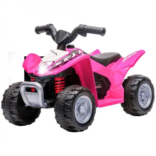 Quad Eléctrico HONDA para Niños 18-36 Meses Vehículo Eléctrico a Batería con Faros LED Bocina 65,5x38,5x43,5cm Fucsia [2]