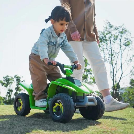 Quad Eléctrico para Niños de 18-36 Meses Vehículo Eléctrico Cuatrimoto a Batería 6V con Avance y Retroceso Carga Máx. 20 kg 72x40x45,5 cm Verde [3]