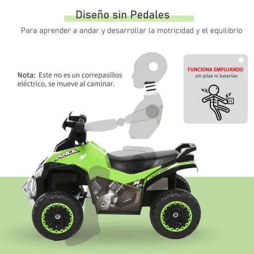 Cuatriciclo Infantil Tipo Quad Todoterreno con Luces Sonidos y Asiento Amplio para +18 Meses 67,5x38x44 cm Verde y Negro [5]