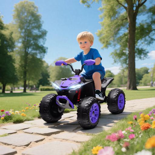 Quad Eléctrico para Niños, 24V Vehículo Eléctrico con 4 Ruedas, Faros, Puerto USB, Función MP3, 6,5 km/h, 3-8 años