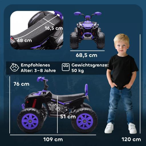 Quad Eléctrico para Niños, 24V Vehículo Eléctrico con 4 Ruedas, Faros, Puerto USB, Función MP3, 6,5 km/h, 3-8 años [1]