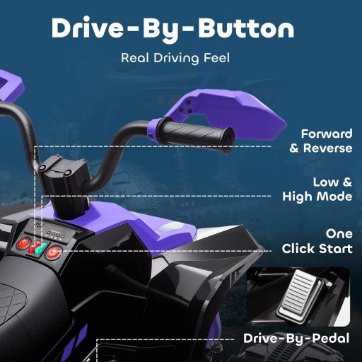 Quad Eléctrico para Niños, 24V Vehículo Eléctrico con 4 Ruedas, Faros, Puerto USB, Función MP3, 6,5 km/h, 3-8 años [2]