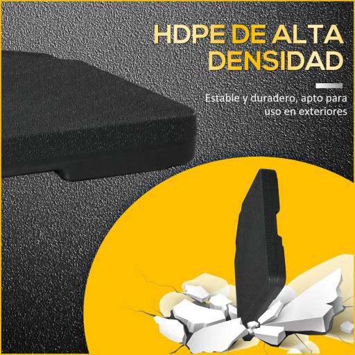 Conjunto de 4 Pesos Rellenables para Base de Sombrilla Cruzada con 15 Litros de Agua o 17,5 kg de Arena Negro [3]