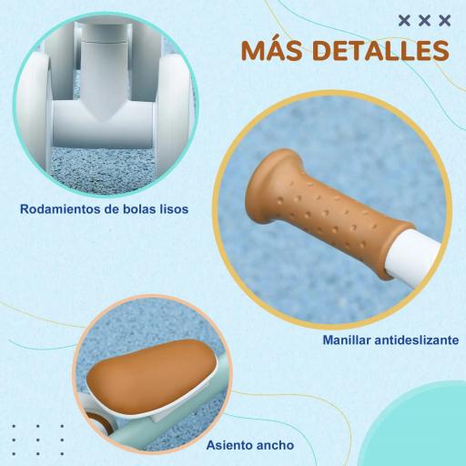 Bicicleta sin Pedales para Niños de 12-36 Meses con Asiento Ajustable Cesta y 4 Ruedas Silenciosas 56x27x39 cm Verde [6]