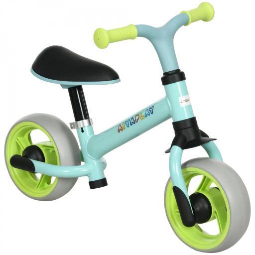 Bicicleta de Equilibrio para Niños de 18-48 Meses con Asiento Ajustable en Altura 66,5x34x47 cm Verde y Turquesa [10]