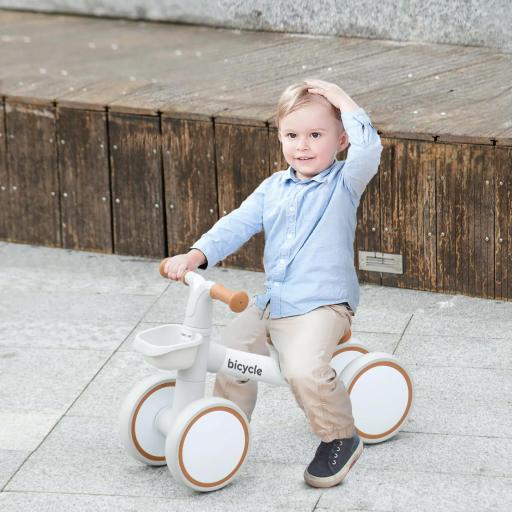 Bicicleta sin Pedales para Niños de 12-36 Meses con Asiento Ajustable Cesta y 4 Ruedas Silenciosas 56x27x39 cm Blanco