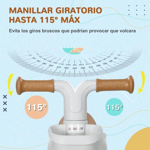 Bicicleta sin Pedales para Niños de 12-36 Meses con Asiento Ajustable Cesta y 4 Ruedas Silenciosas 56x27x39 cm Blanco [3]