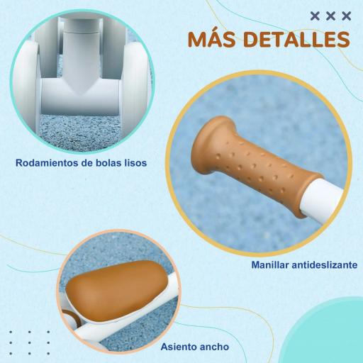Bicicleta sin Pedales para Niños de 12-36 Meses con Asiento Ajustable Cesta y 4 Ruedas Silenciosas 56x27x39 cm Blanco [5]