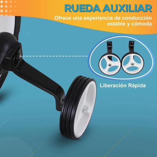 Bicicleta de Equilibrio con Pedales y Ruedas Entrenamiento Extraíbles de Asiento Regulable 33-38cm Niños +24 Meses Carga 25kg Negro [7]