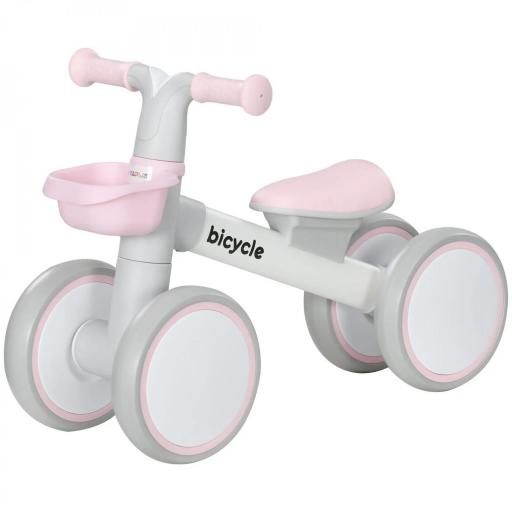 Bicicleta sin Pedales para Niños de 12-36 Meses con Asiento Ajustable Cesta y 4 Ruedas Silenciosas 56x27x39 cm Rosa [8]