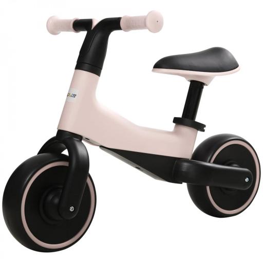 Bicicleta sin Pedales para Niños de +18 Meses Triciclo Infantil con Sillín Ajustable en 30-36,5 cm 66,5x34x46,5 cm Rosa [7]