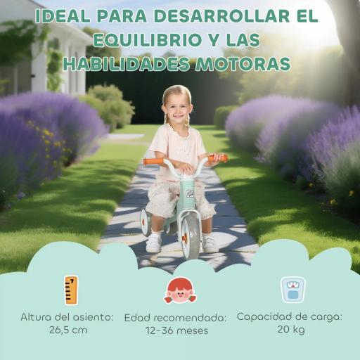 Bicicleta sin Pedales para Niños de 12 a 36 Meses con Ruedas Silenciosas y Manillares con Giro Limitado a 60°, Verde [10]