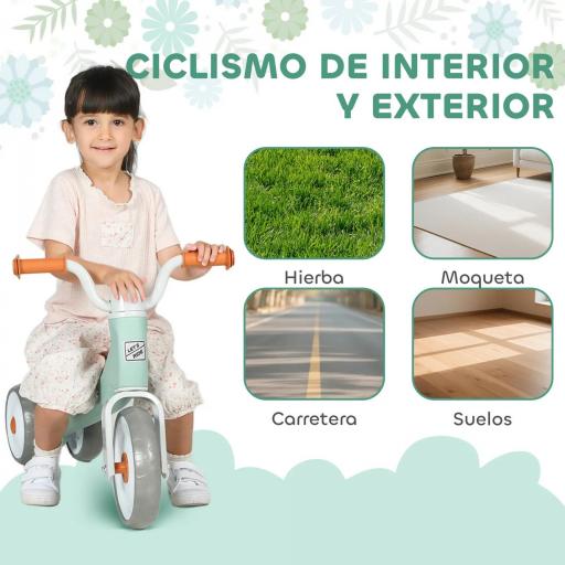 Bicicleta sin Pedales para Niños de 12 a 36 Meses con Ruedas Silenciosas y Manillares con Giro Limitado a 60°, Verde [6]